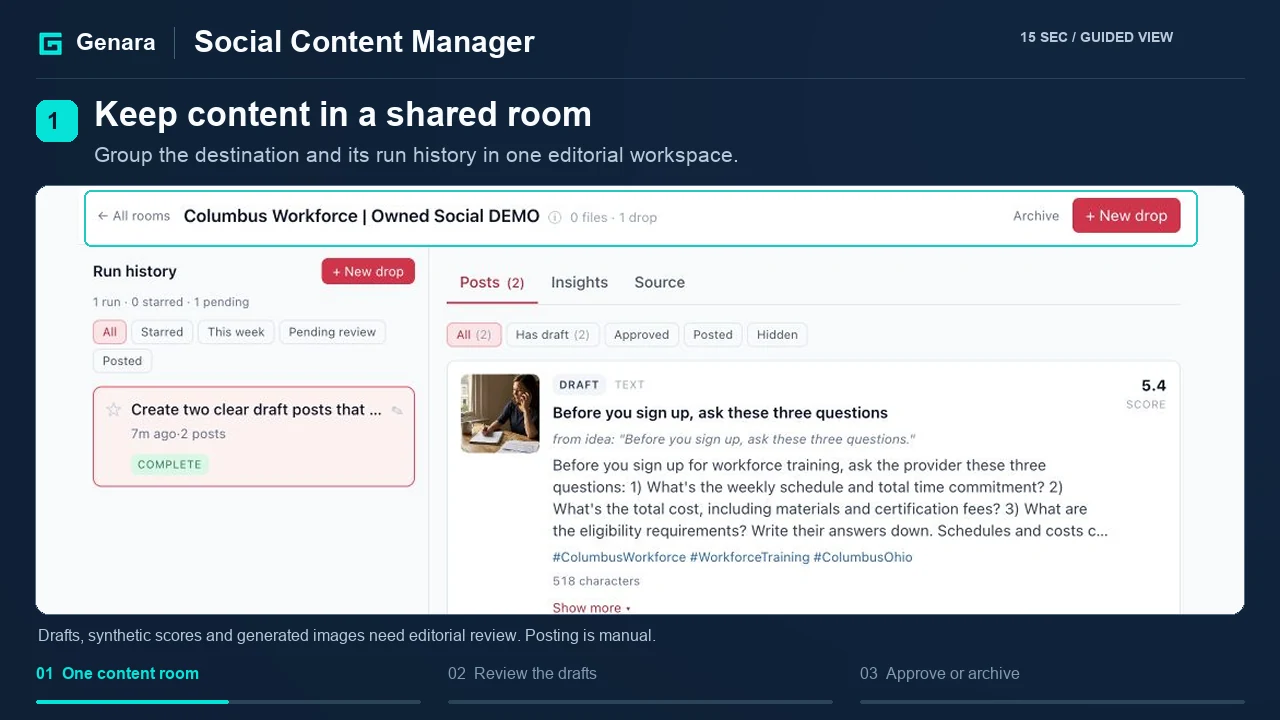 Social Content Manager guided product walkthrough