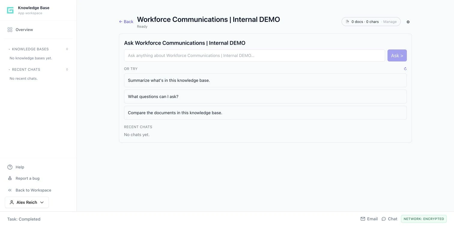 Knowledge Base in the Genara demo workspace